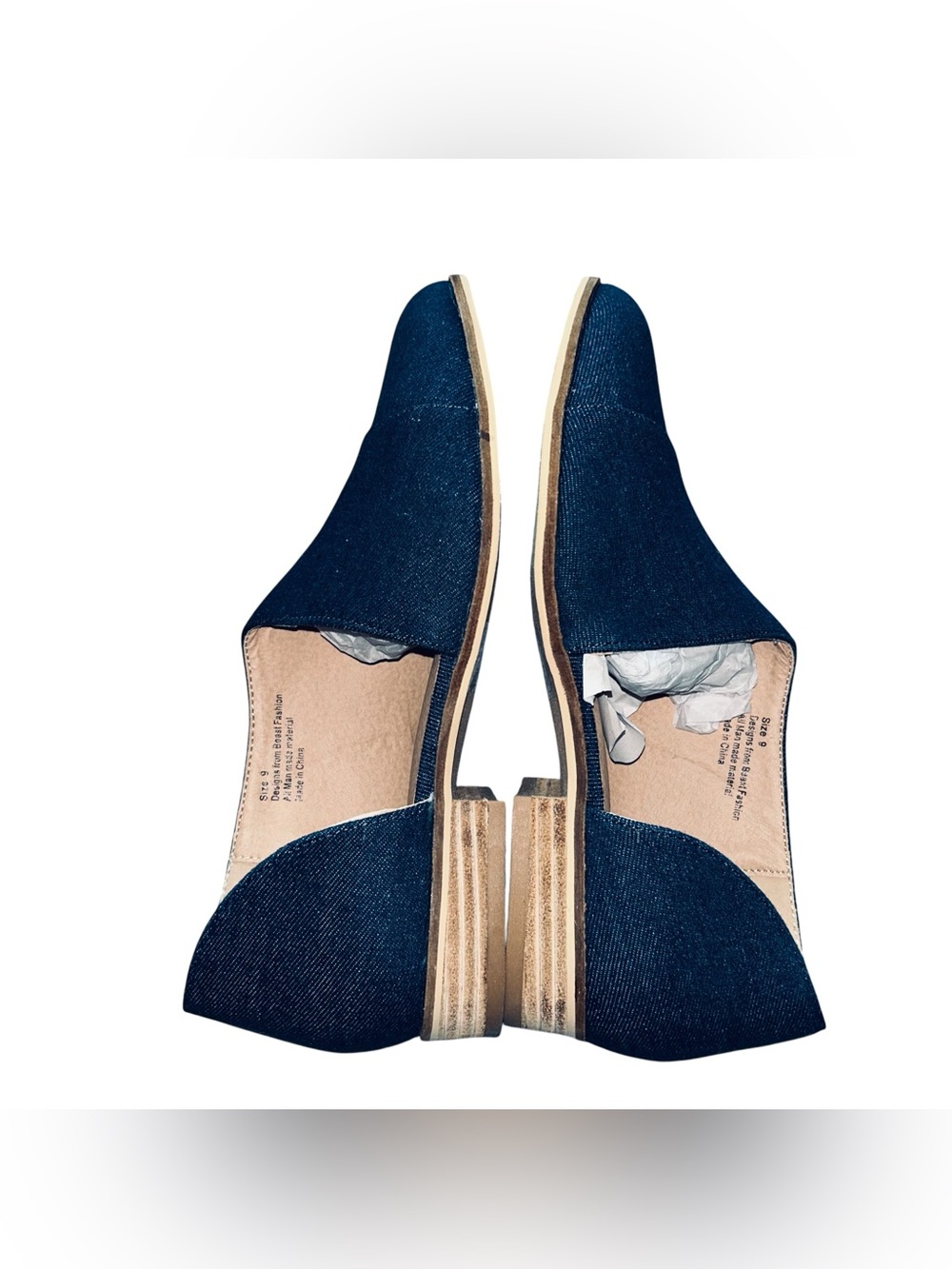 BEAST FASHION Denim Pointed D'Orsay Flats - Picture 3 of 6